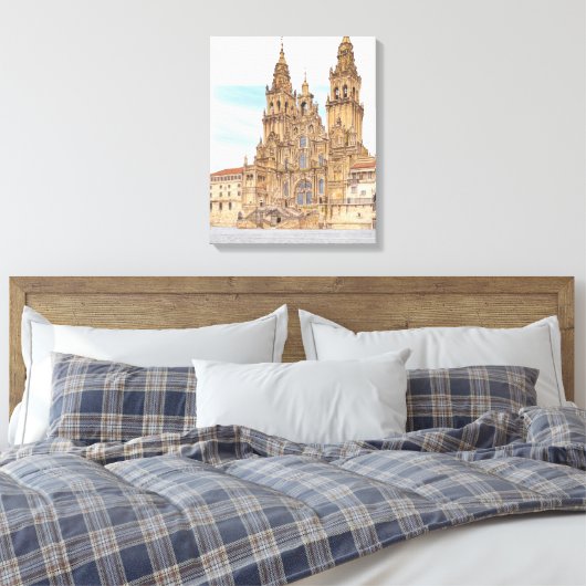 Santiago de Compostela Westerne gevel. Spanje Canvas Afdruk (Insitu (Slaapkamer))