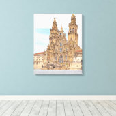 Santiago de Compostela Westerne gevel. Spanje Canvas Afdruk (Insitu (Houten vloer))
