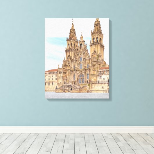 Santiago de Compostela Westerne gevel. Spanje Canvas Afdruk (Insitu (Houten vloer))