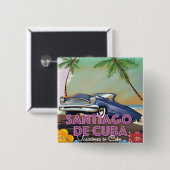 Santiago de Cuba - Cubaanse reisposter Vierkante Button 5,1 Cm (Voorkant /achterkant)