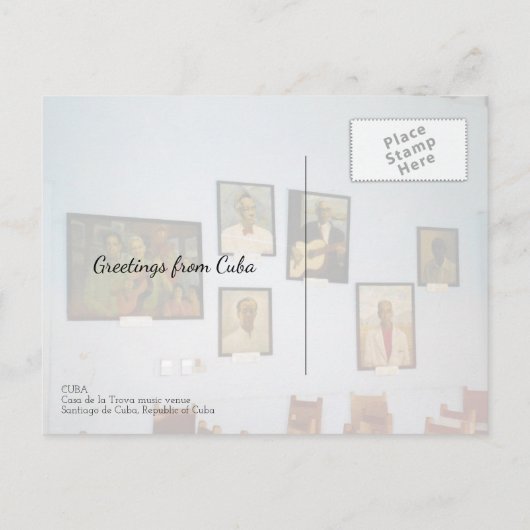 Santiago de Cuba Landmark Music Hall Scene Briefkaart (Achterkant)