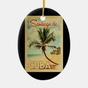 Santiago de Cuba Palm Tree Vintage Travel Keramisch Ornament