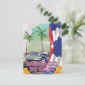 Santiago de Cuba Vintage reisposter Briefkaart (Staand voorkant)