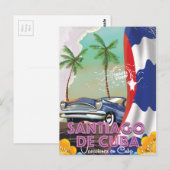 Santiago de Cuba Vintage reisposter Briefkaart (Voorkant / Achterkant)