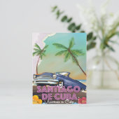 Santiago de Cuba Vintage reisposter Briefkaart (Staand voorkant)
