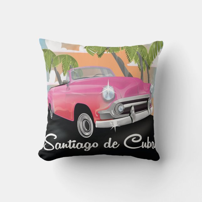 Santiago de Cuba vintage vakantie reisposter. Kussen (Voorkant)