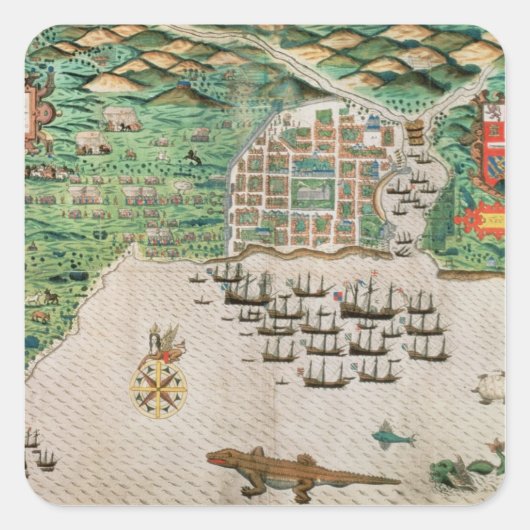 Santiago, Kaapverdië, 1589 2 Vierkante Sticker (Voorkant)