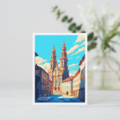 Santiago Spanje vintage reisillustratie Briefkaart (Staand voorkant)