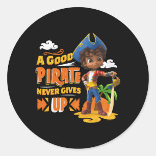 Santiago van de Zeeen Een piraat geeft nooit op Ronde Sticker