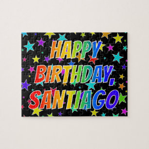"SANTIAGO" Voornaam, geun "HAPPY BIRTHDAY" Legpuzzel