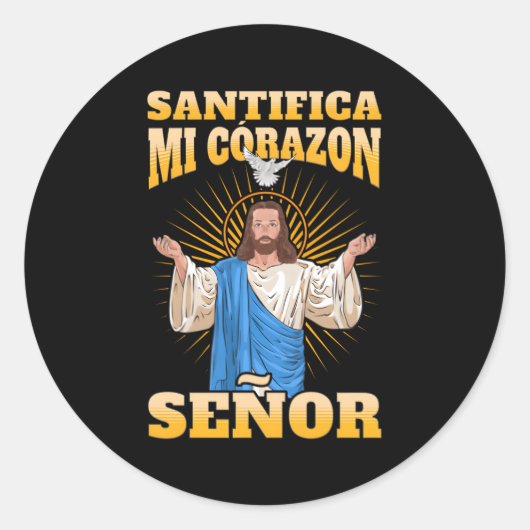 Santifica Mi Corazã"N Seã"Of Ronde Sticker (Voorkant)
