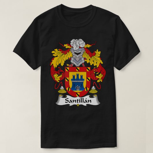 Santillan Coat of Arms Family Crest T-shirt (Design voorkant)