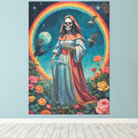 Santisima muerte canvas afdruk (Insitu (Houten vloer))