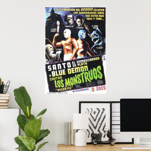Santo Blue Demon Contra Los Monstruos Poster (Thuiskantoor)