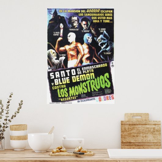 Santo Blue Demon Contra Los Monstruos Poster (Keuken)