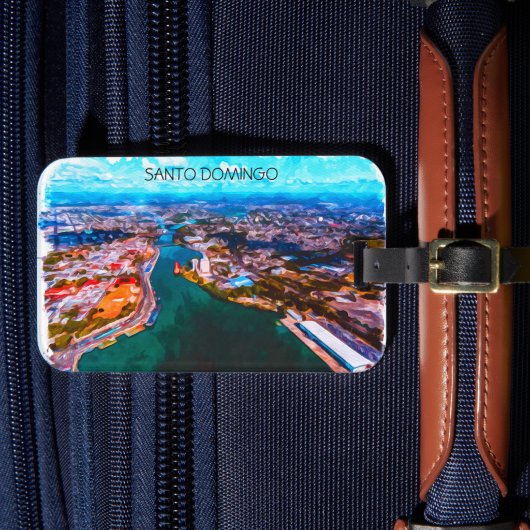 Santo Domingo Dominicaanse Republiek Panorama Uitz Bagagelabel (Voorkant Insitu 4)