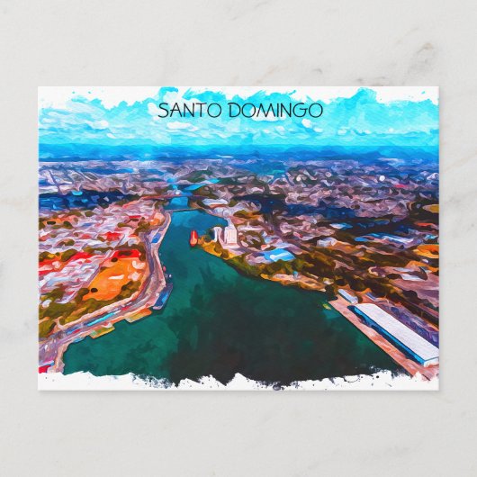 Santo Domingo Dominicaanse Republiek Panorama Uitz Briefkaart (Voorkant)