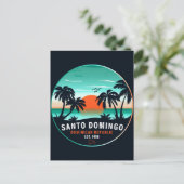 Santo Domingo Dominicaanse Republiek Retro Sunset Briefkaart (Staand voorkant)