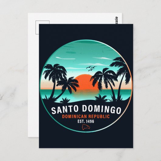 Santo Domingo Dominicaanse Republiek Retro Sunset Briefkaart (Voorkant / Achterkant)