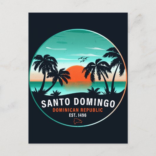 Santo Domingo Dominicaanse Republiek Retro Sunset Briefkaart (Voorkant)