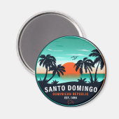 Santo Domingo Dominicaanse Republiek Retro Sunset  Magneet (Voorkant / Achterkant)
