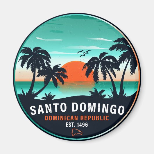 Santo Domingo Dominicaanse Republiek Retro Sunset  Magneet (Voorkant)