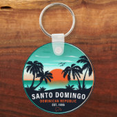 Santo Domingo Dominicaanse Republiek Retro Sunset  Sleutelhanger (Voorkant)