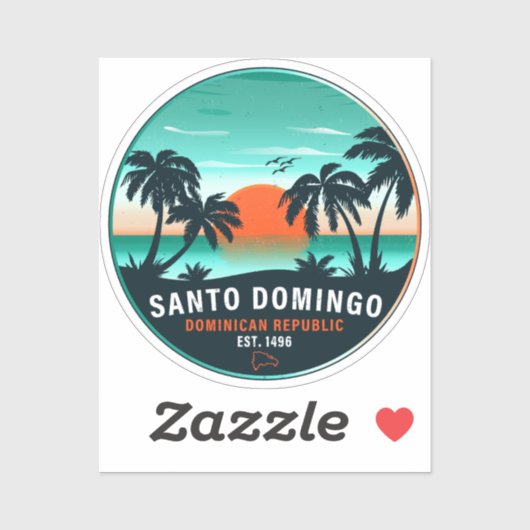 Santo Domingo Dominicaanse Republiek Retro Sunset Sticker (Vel)