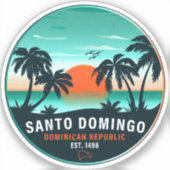 Santo Domingo Dominicaanse Republiek Retro Sunset Sticker (Voorkant)