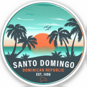 Santo Domingo Dominicaanse Republiek Retro Sunset Sticker
