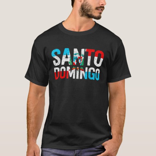 Santo Domingo Dominicaanse Republiek Vlag T-shirt (Voorkant)