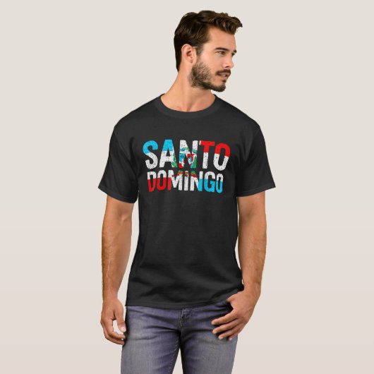 Santo Domingo Dominicaanse Republiek Vlag T-shirt (Voorkant volledig)
