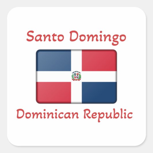 Santo Domingo Dominicaanse Republiek Vlag Vierkante Sticker (Voorkant)