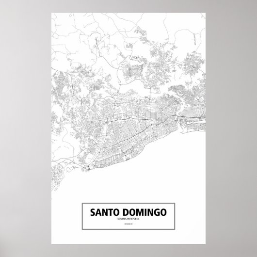 Santo Domingo, Dominicaanse Republiek (zwart op wi Poster (Voorkant)