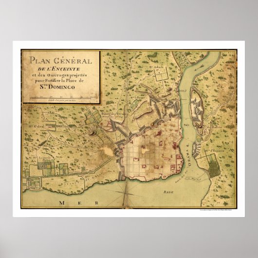 Santo Domingo Dominican Map 1805 Poster (Voorkant)