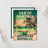 Santo Domingo Dominican Republic - Retro Souvenirs Kaart (Voorkant / Achterkant in situ)