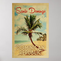 Santo Domingo Poster Palm Tree Vintage Travel
