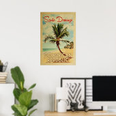 Santo Domingo Poster Palm Tree Vintage Travel (Thuiskantoor)