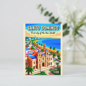 Santo Domingo Retro Reisposter Kunst Briefkaart (Staand voorkant)