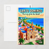 Santo Domingo Retro Reisposter Kunst Briefkaart (Voorkant / Achterkant)