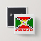 Santo Domingo vlag met naam Vierkante Button 5,1 Cm (Voorkant /achterkant)