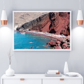 Santoria's Red Rock Beach: Serene Beauty Poster