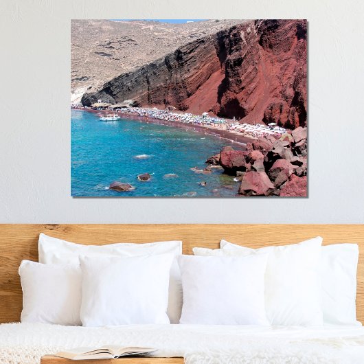Santoria's Red Rock Beach: Serene Beauty Poster