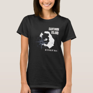Santorin Island Mediterraanse coördinaten Kaart Ho T-shirt