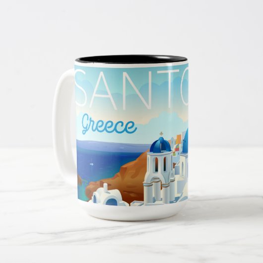 Santorin Island Tweekleurige Koffiemok (Voorkant links)