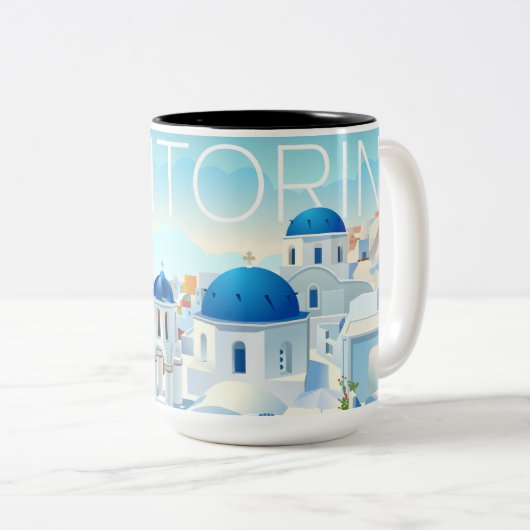 Santorin Island Tweekleurige Koffiemok (Voorkant rechts)