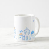 Santorin mug, Souvenir from Greece, hand drawing Koffiemok (Voorkant rechts)