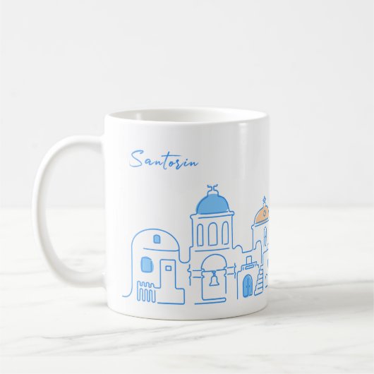 Santorin mug, Souvenir from Greece, hand drawing Koffiemok (Links)