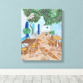 Santorini 1 canvas afdruk (Insitu (Houten vloer))