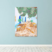 Santorini 1 canvas afdruk (Insitu (Houten vloer))